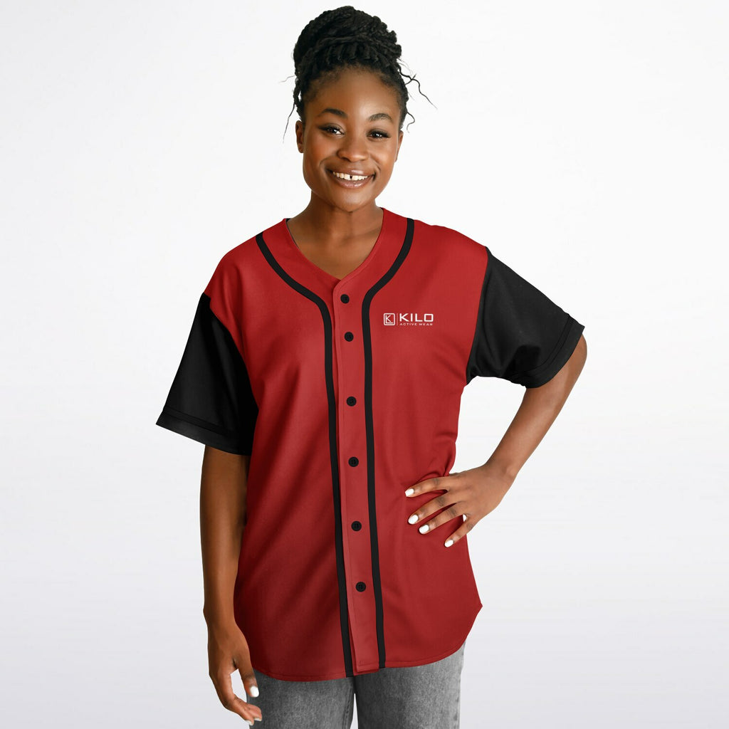 Woman wearing Reversible K-Baseball Jersey - outside, front
