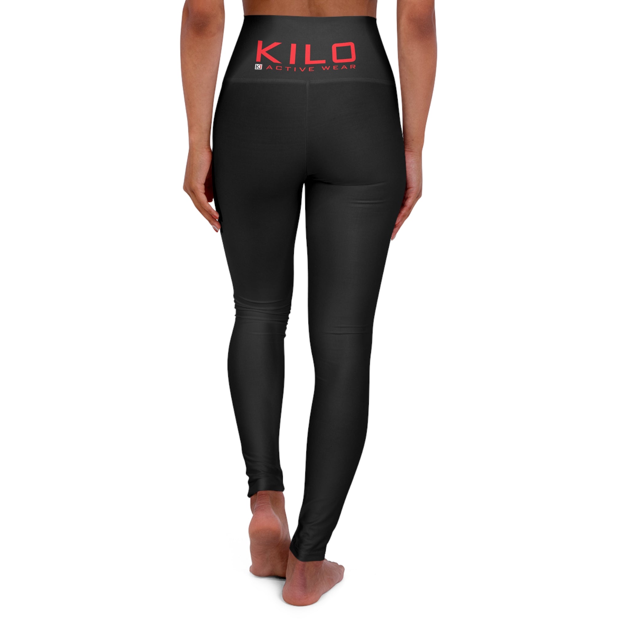 The "Watch-me-win"  High— Black Performance Leggings with Back Logo