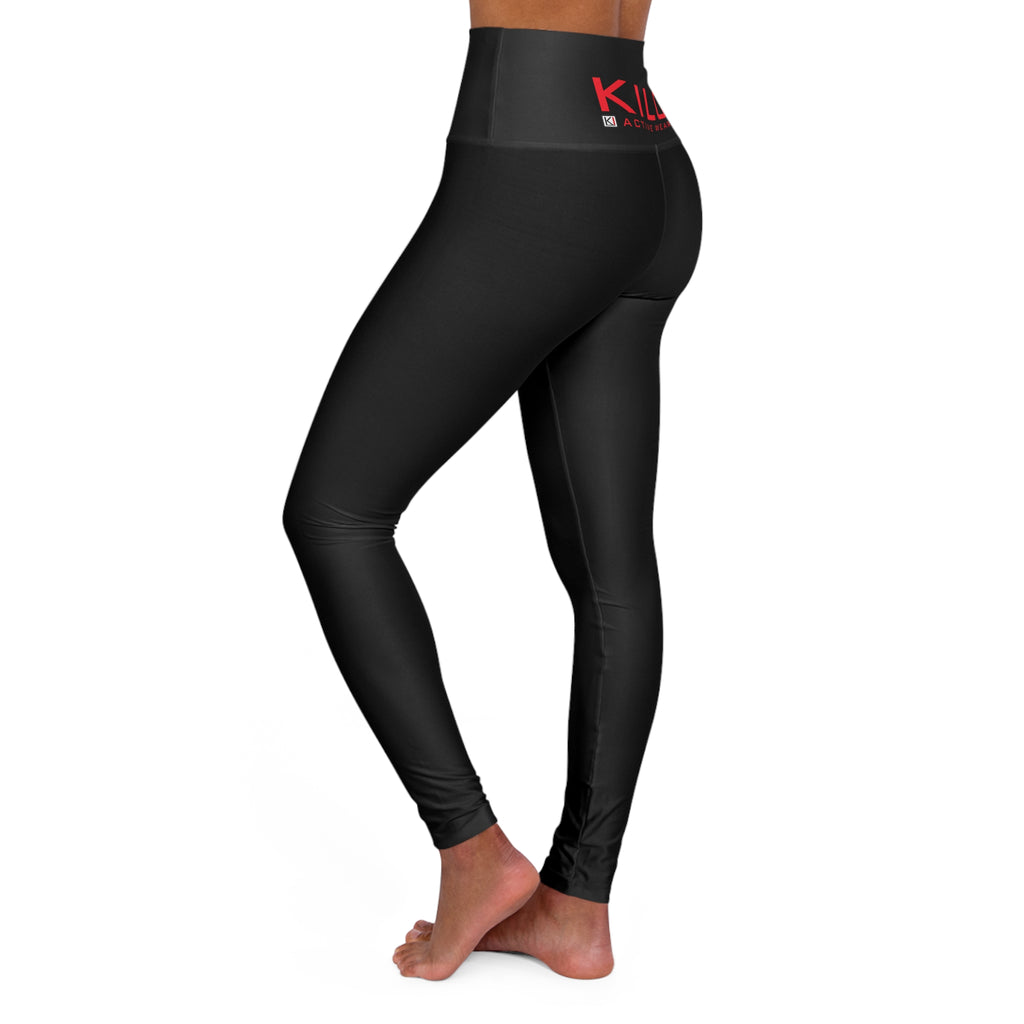 The "Watch-me-win"  High— Black Performance Leggings with Back Logo