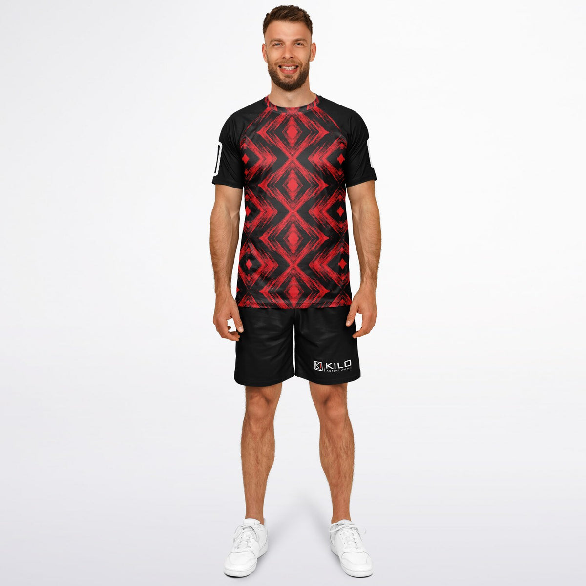 Man wearing red KILO K-Soccer Set - front view