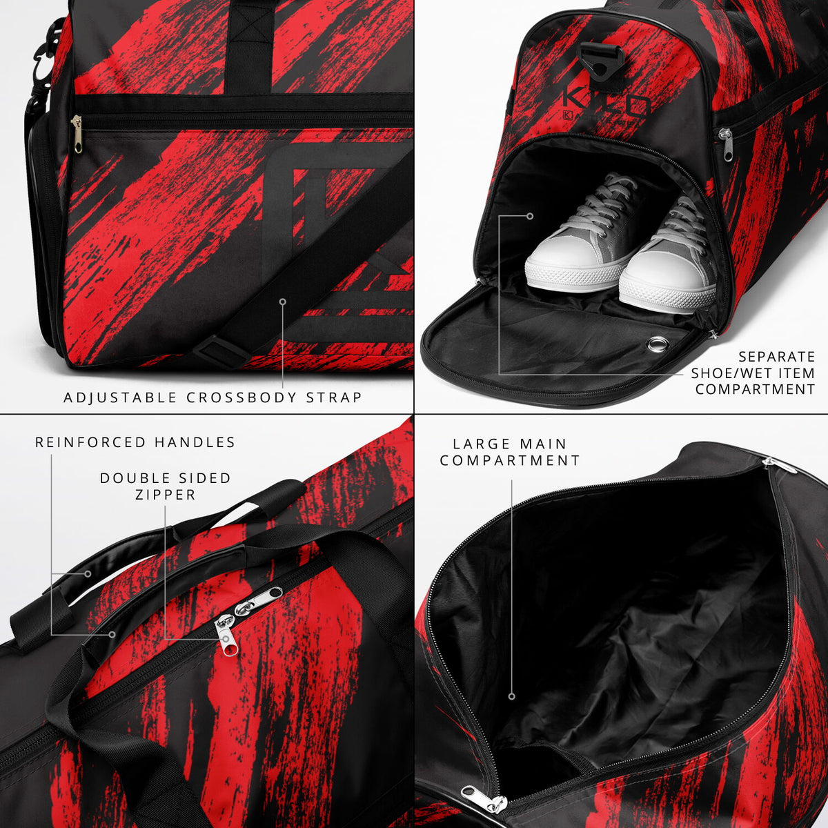 KILO Krossbody Gym Bag front and back views together