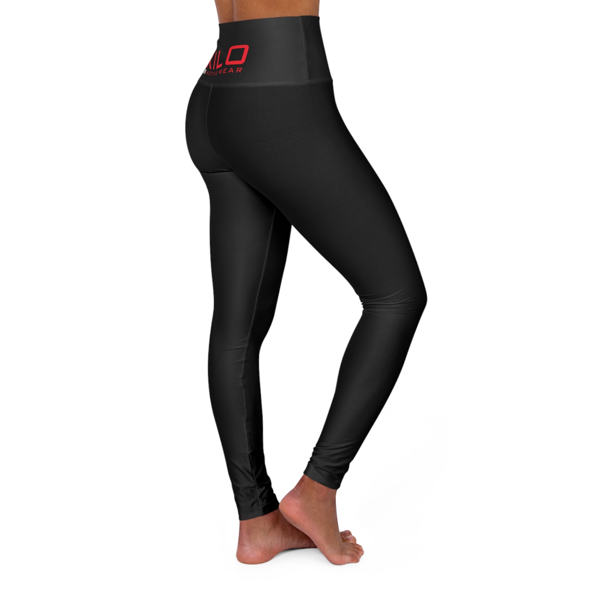 The "Watch-me-win"  High— Black Performance Leggings with Back Logo