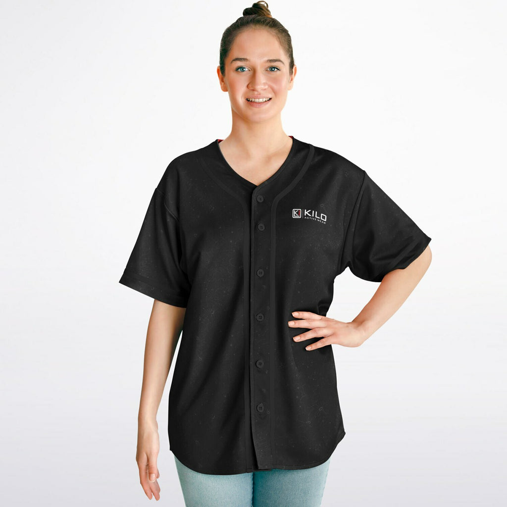 Woman wearing Reversible K-Baseball Jersey - inside, front