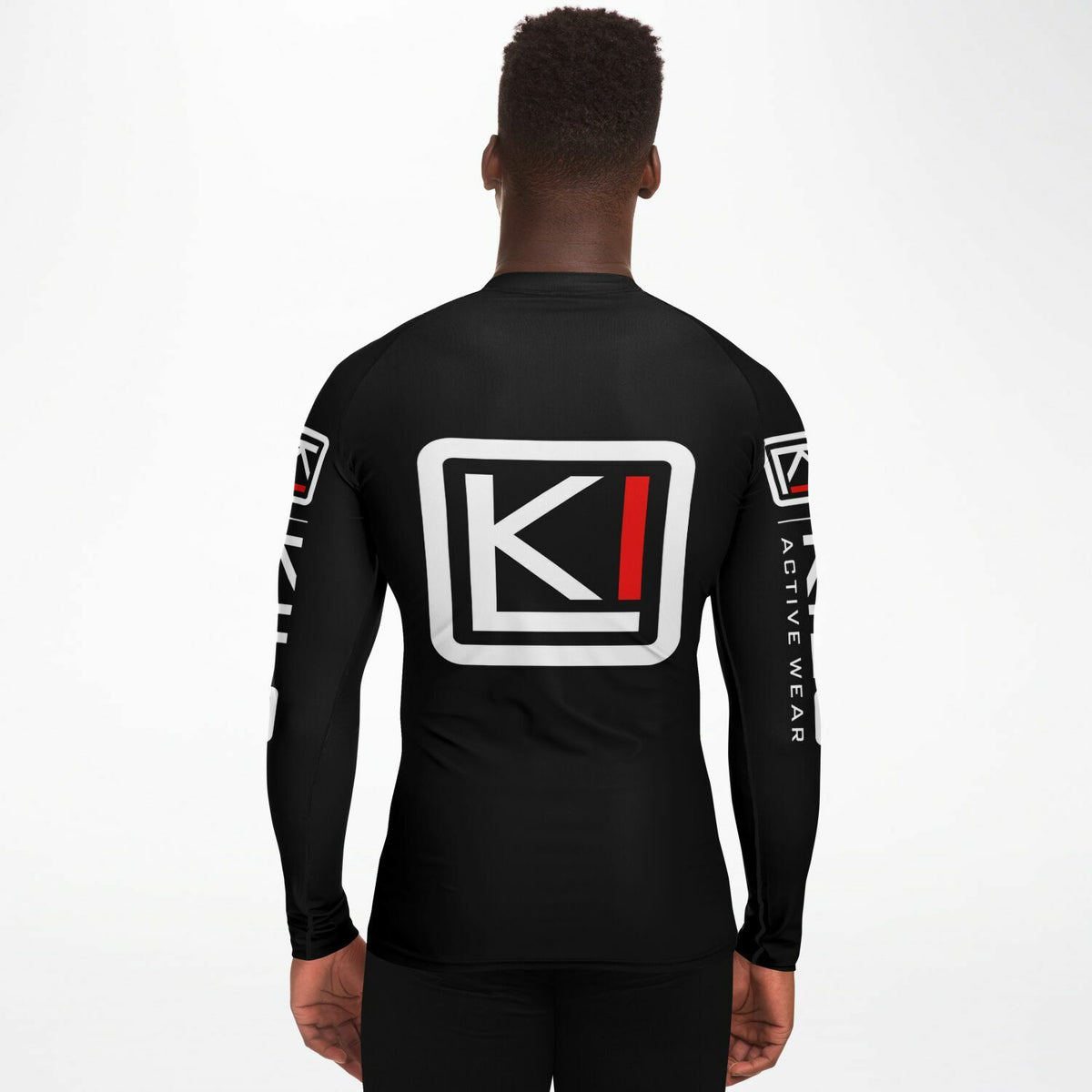 Man wearing KILO K-FIT Rashguard - back view