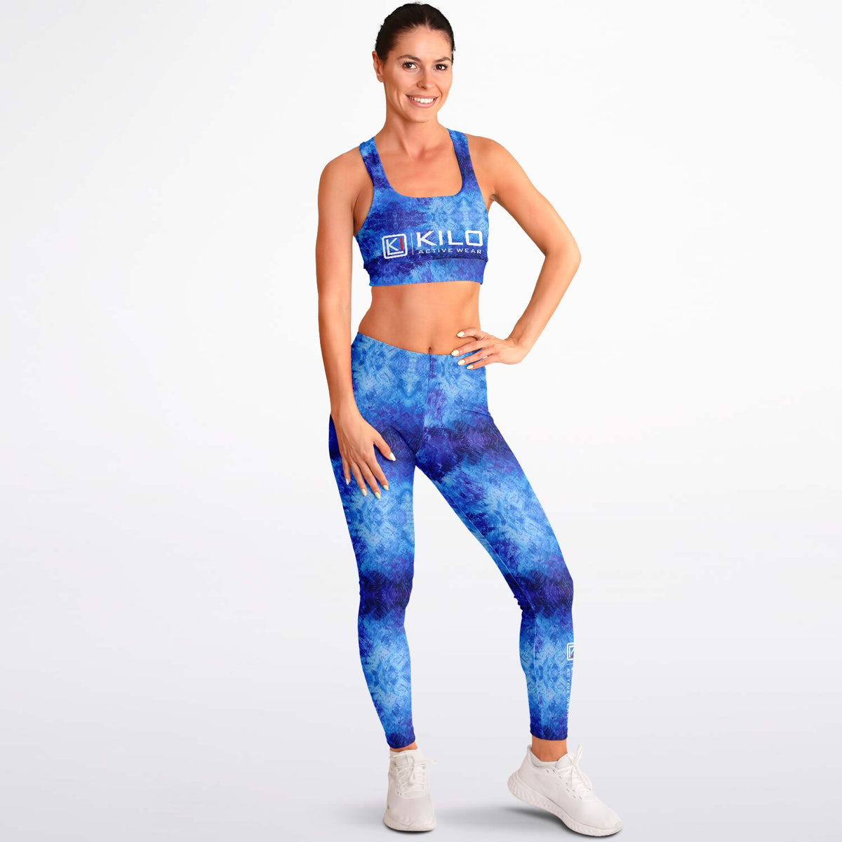 Woman wearing KILO K-Padded Sports Bra & Leggings Set - front, second angle