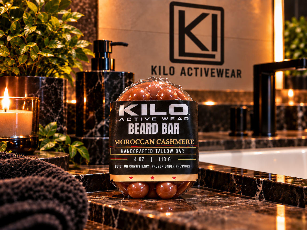 KILO Beard Bar handcrafted tallow beard soap, Moroccan Cashmere scent, 4 oz, by Kilo Activewear