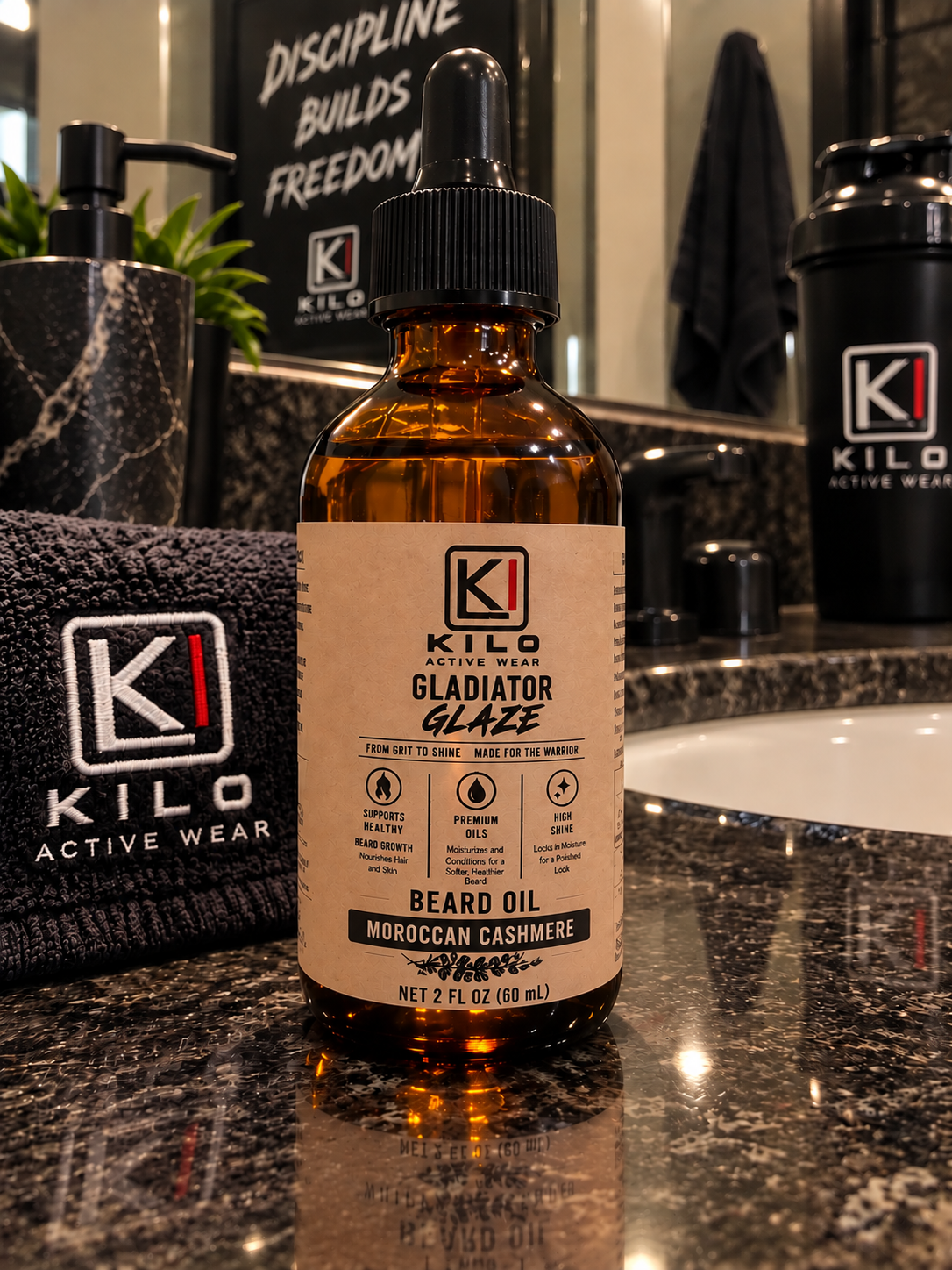 Gladiator Glaze Beard Oil, Moroccan Cashmere scent, by Kilo Activewear
