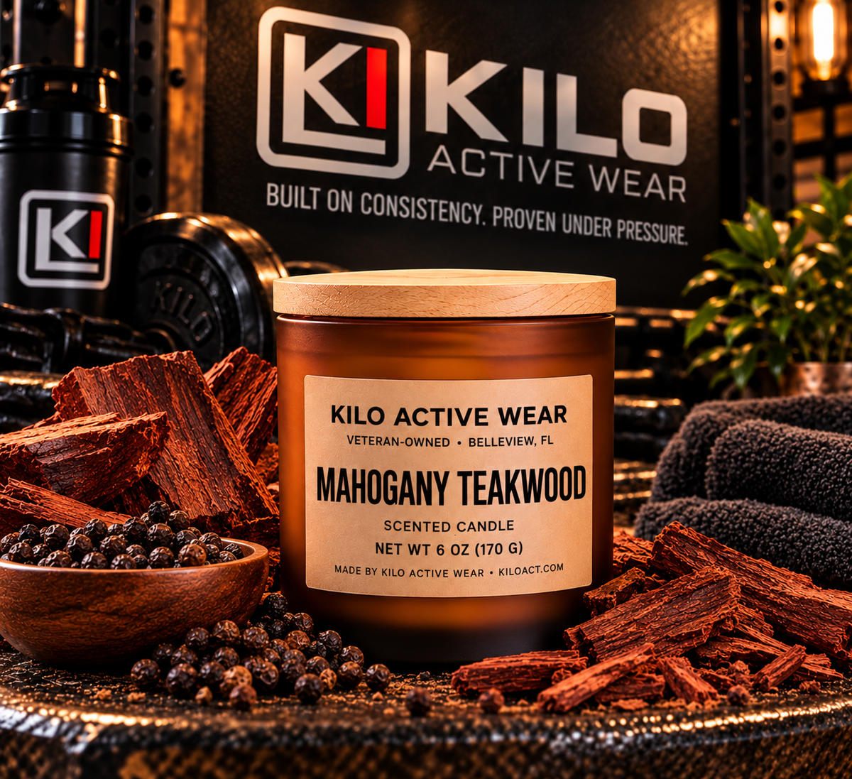 KILO Mahogany Teakwood hand-poured soy candle