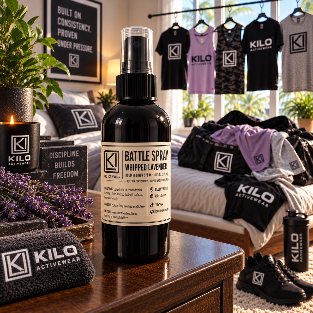 KILO Rooms & Linen Spray, Whipped Lavender scent, by Kilo Activewear