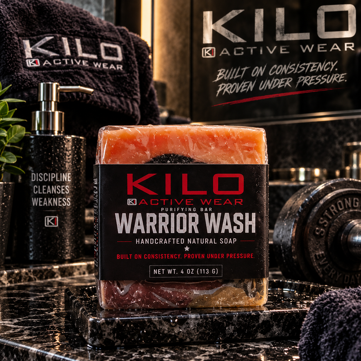 KILO Warrior Wash handcrafted bar soap with white copal and bergamot, 4 oz, by Kilo Activewear