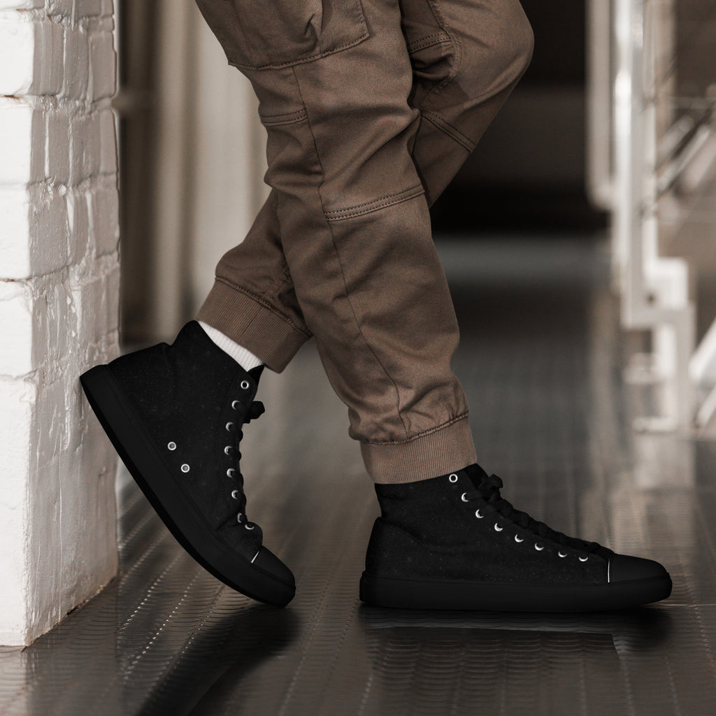 KILO Men's High-Top Canvas Shoes in Black, side detail view – veteran-owned Kilo Activewear