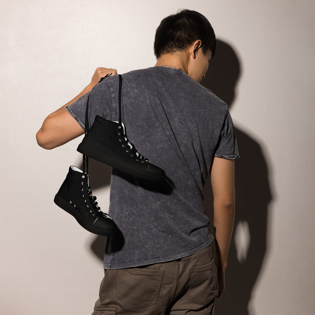 KILO Men's High-Top Canvas Shoes in Black, right side view – veteran-owned Kilo Activewear