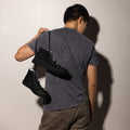 KILO Men's High-Top Canvas Shoes in Black, right side view – veteran-owned Kilo Activewear