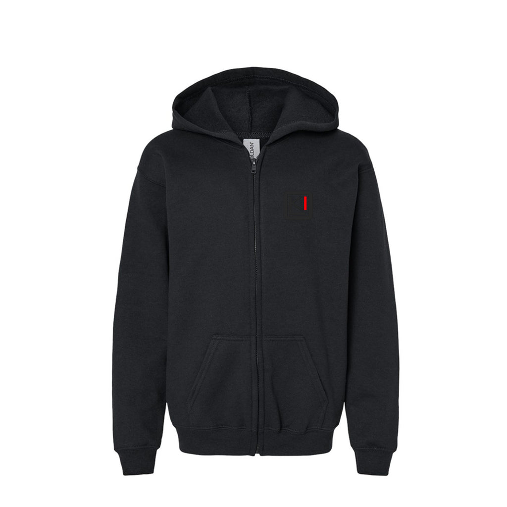 KILO Youth Zip-Up Hoodie, front view – veteran-owned Kilo Activewear