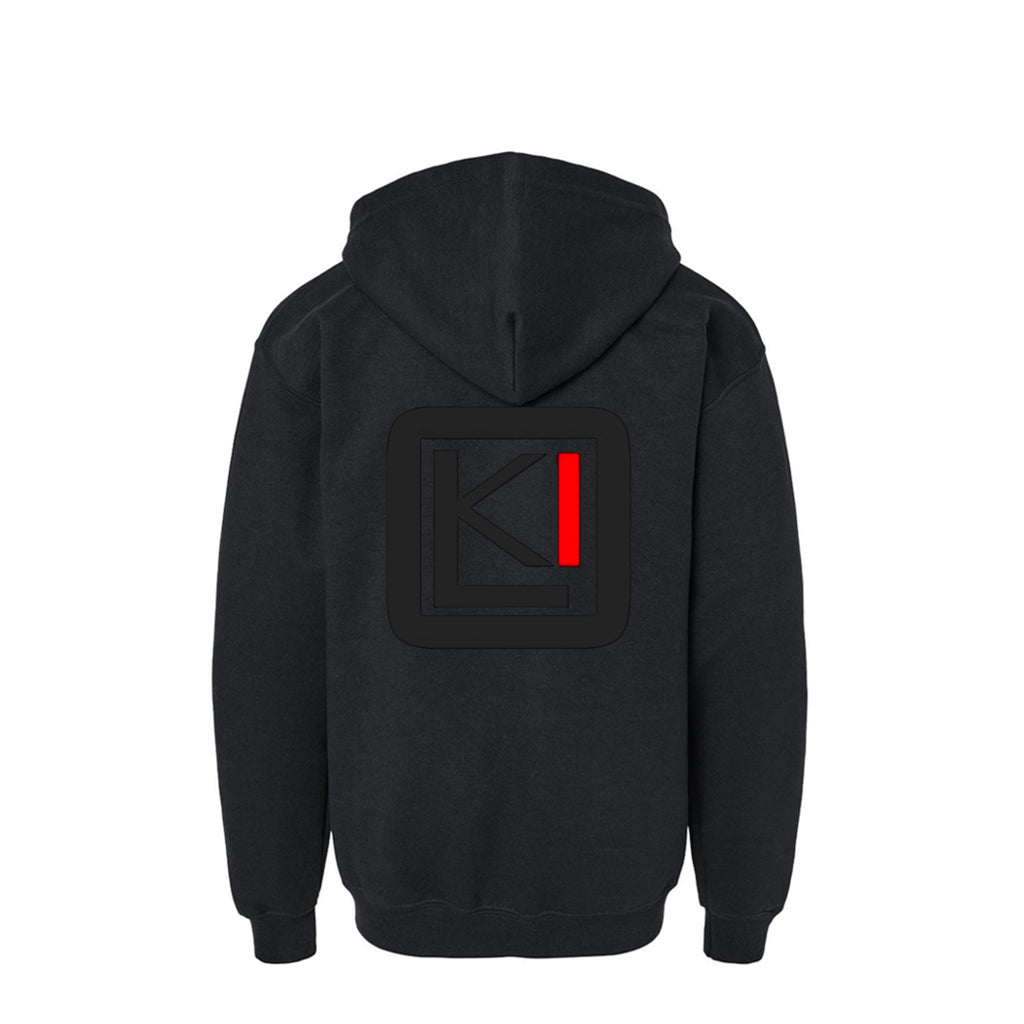 KILO Youth Zip-Up Hoodie, back view – veteran-owned Kilo Activewear