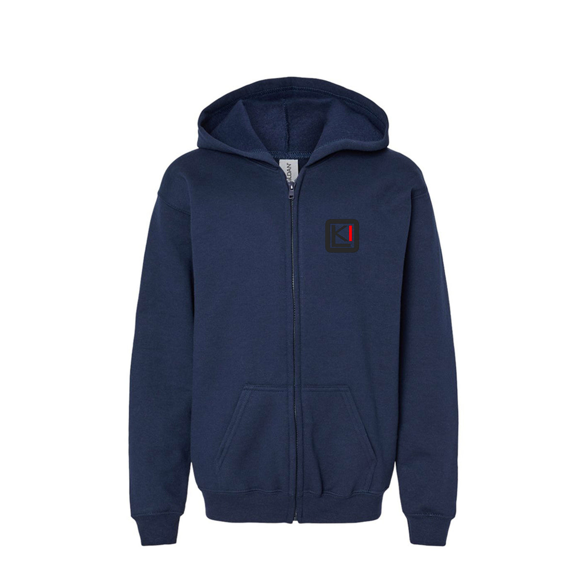 KILO Youth Zip-Up Hoodie, front view – veteran-owned Kilo Activewear
