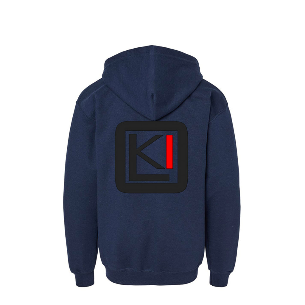 KILO Youth Zip-Up Hoodie, back view – veteran-owned Kilo Activewear