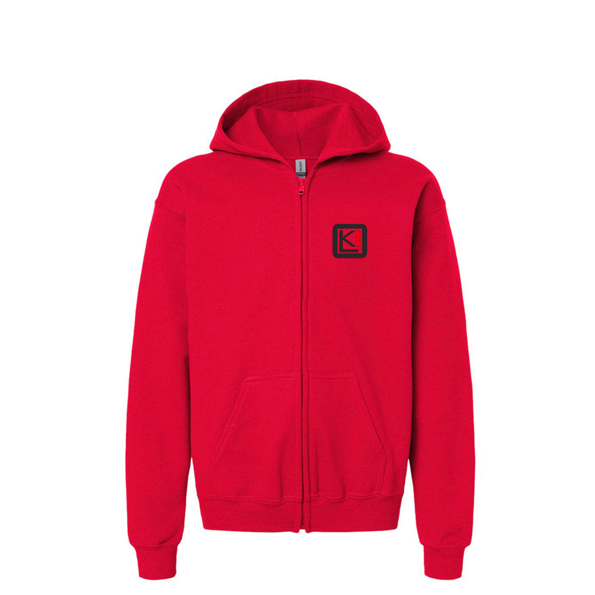 KILO Youth Zip-Up Hoodie, front view – veteran-owned Kilo Activewear