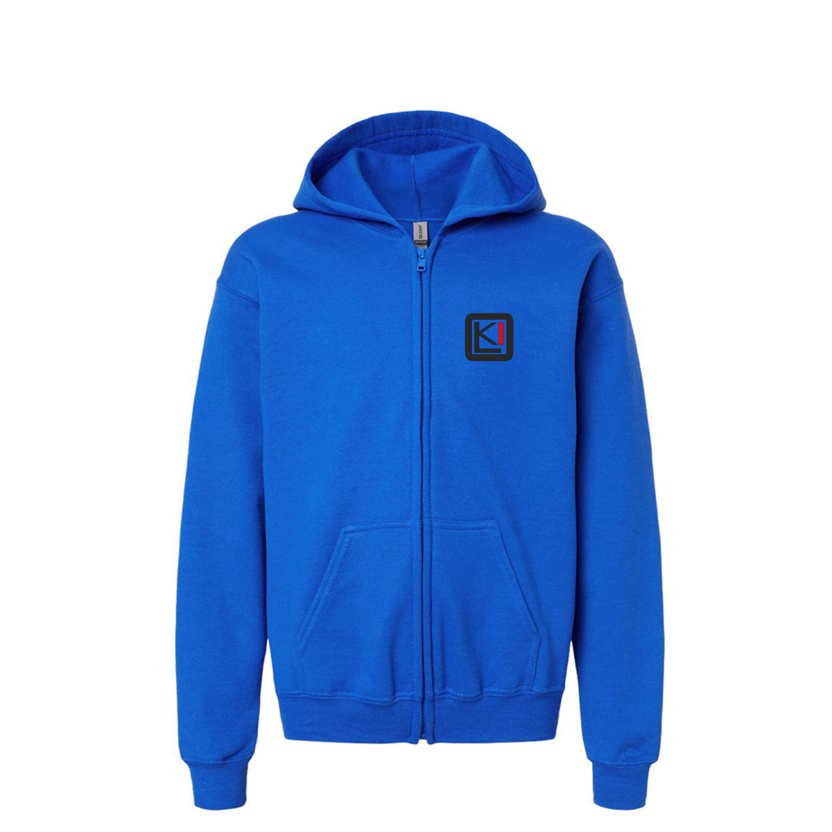 KILO Youth Zip-Up Hoodie, front view – veteran-owned Kilo Activewear