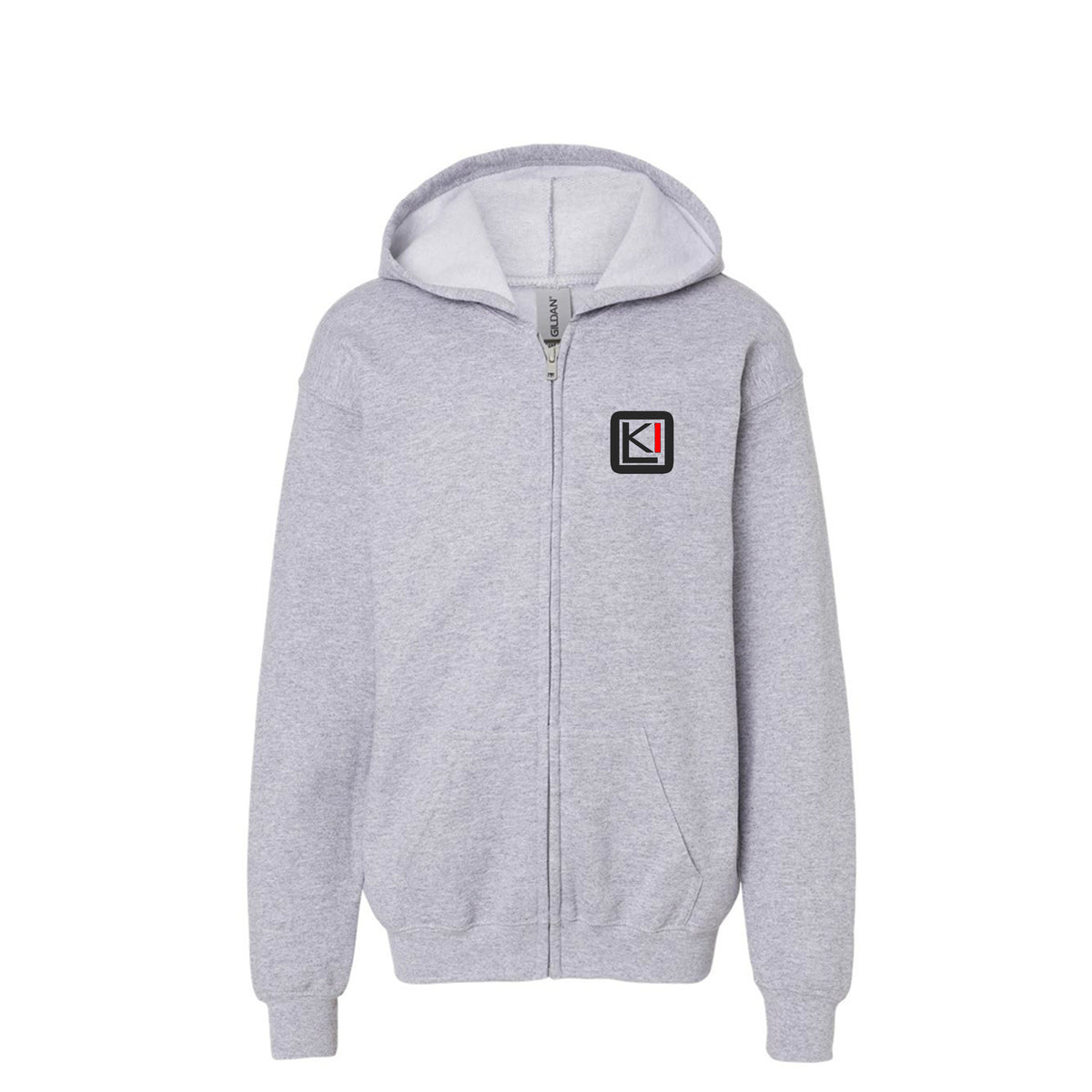 KILO Youth Zip-Up Hoodie, front view – veteran-owned Kilo Activewear