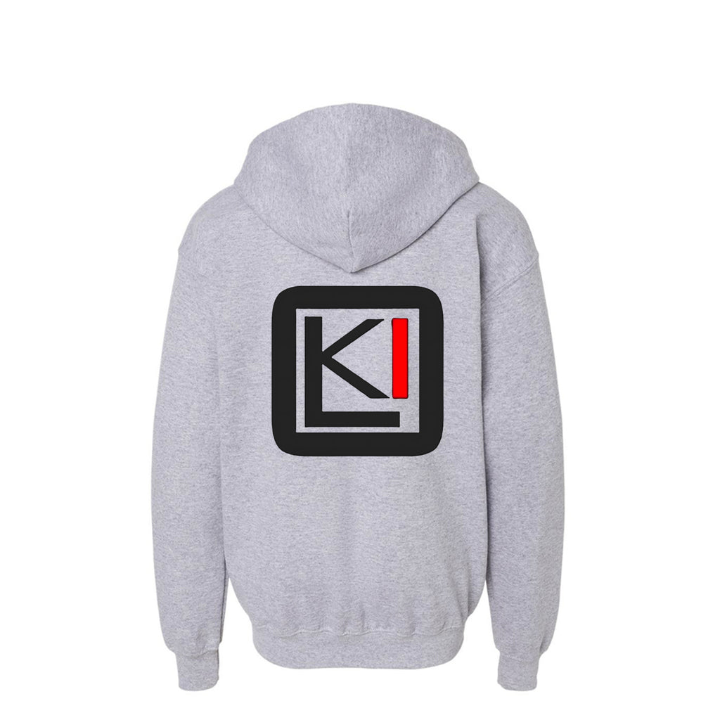 KILO Youth Zip-Up Hoodie, back view – veteran-owned Kilo Activewear