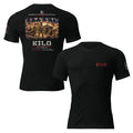 KILO Veterans Day Tri-Blend Tee – Black, Navy & Red in Solid Black Tri-Blend, front and back view – veteran-owned Kilo Activewear