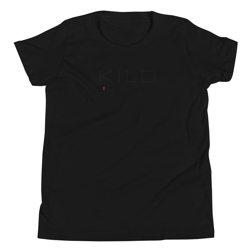 KILO Veterans Day Youth Tee in Black, front view – veteran-owned Kilo Activewear