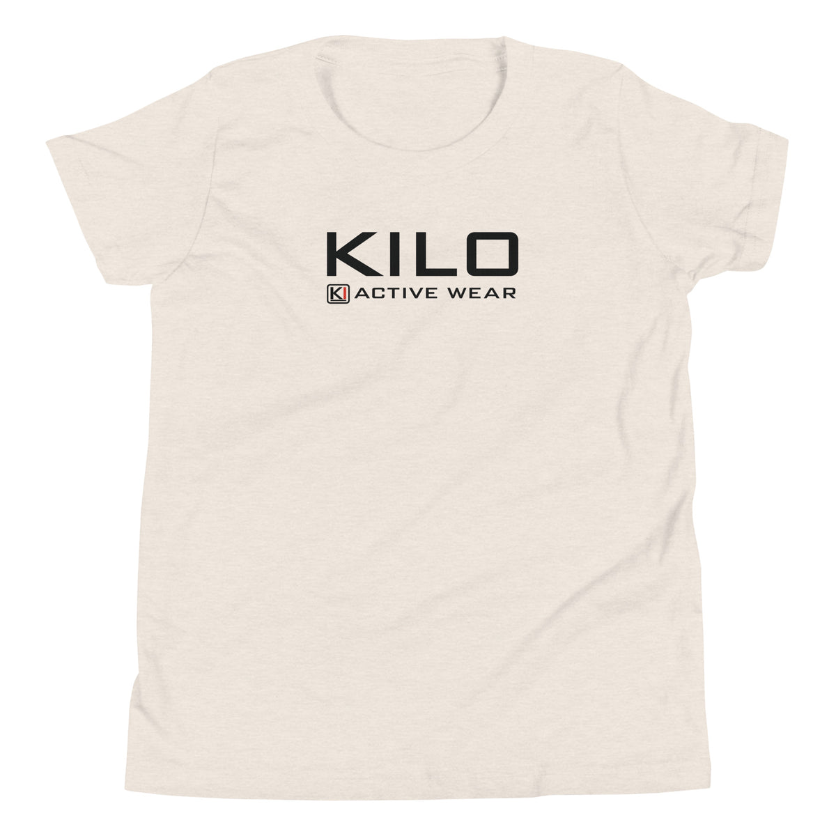KILO Veterans Day Youth Tee in Heather Dust, front view – veteran-owned Kilo Activewear