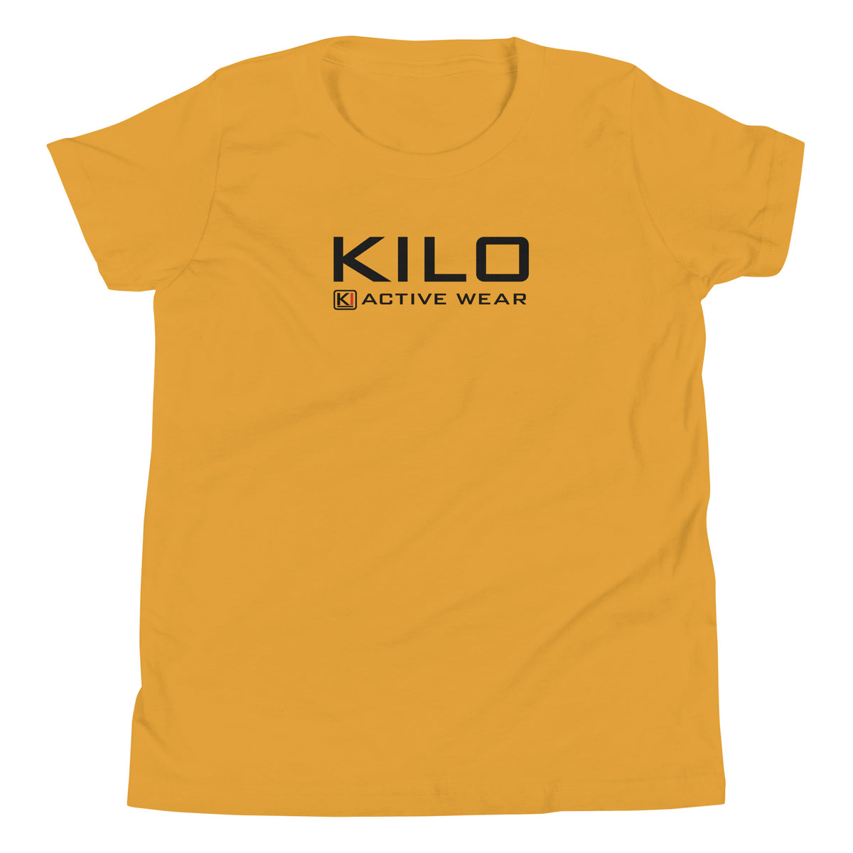 KILO Veterans Day Youth Tee in Mustard, front view – veteran-owned Kilo Activewear