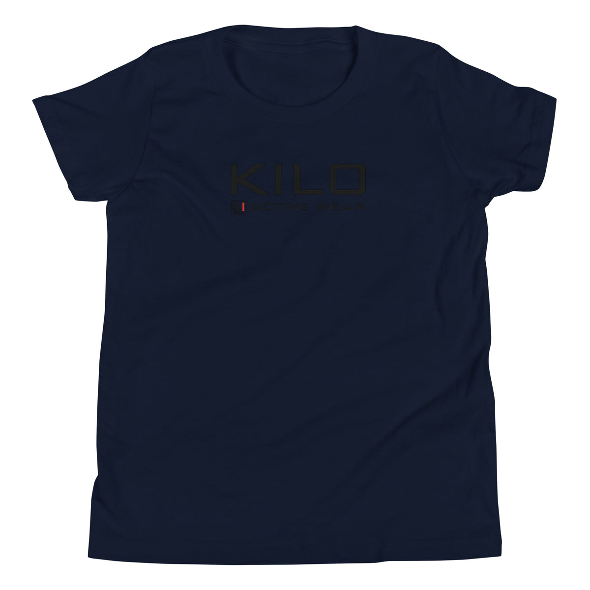 KILO Veterans Day Youth Tee in Navy, front view – veteran-owned Kilo Activewear