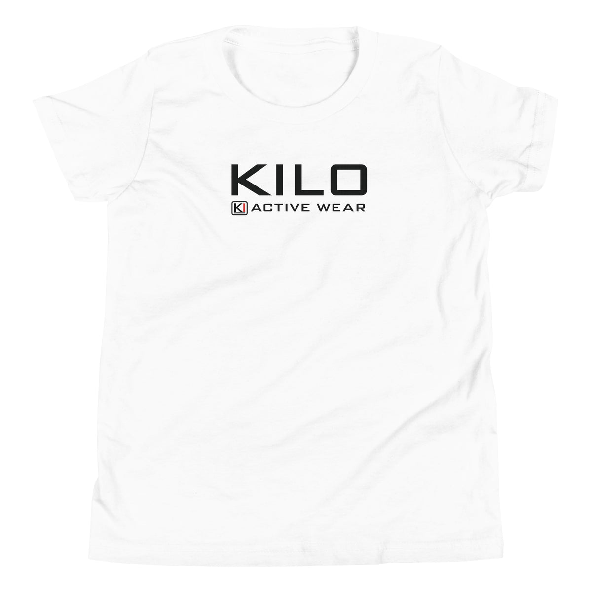 KILO Veterans Day Youth Tee in White, front view – veteran-owned Kilo Activewear
